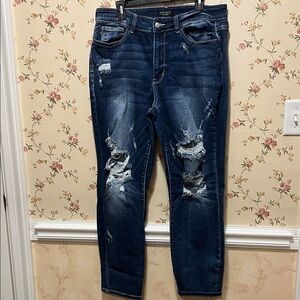 Judy Blue Dark Wash Distressed Boyfriend Jeans size women’s 16W Stretchy